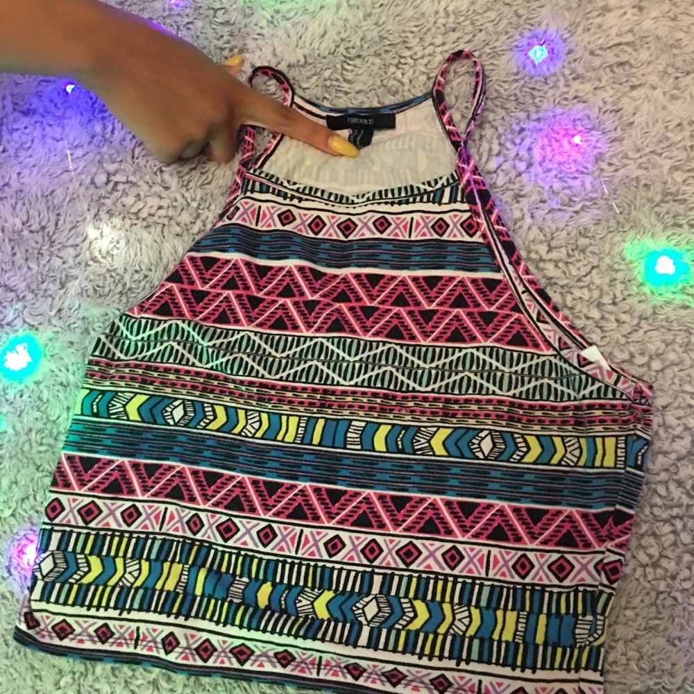 Color Block Halter Crop Top